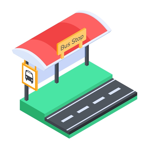 Check out this isometric illustration of a bus stop