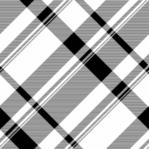 Check plaid background of fabric textile pattern with a seamless texture tartan vector in white and black colors