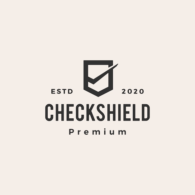 Vector check shield  vintage logo  icon illustration