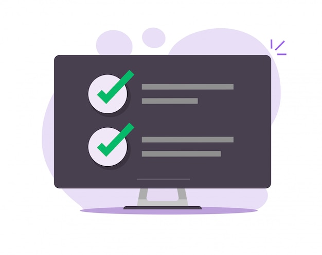 Check task to do list online report on computer screen