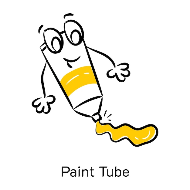 이 귀여운 손으로 그린 페인트 튜브 아이콘을 확인하십시오.