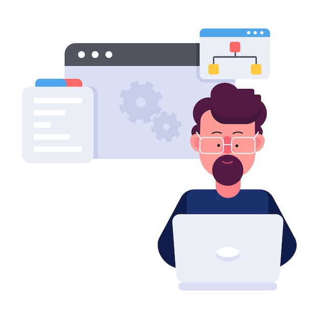 Check this flat conceptual icon of web developer