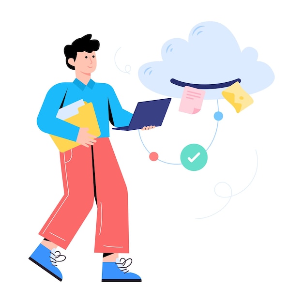 Check this flat illustration of cloud computing