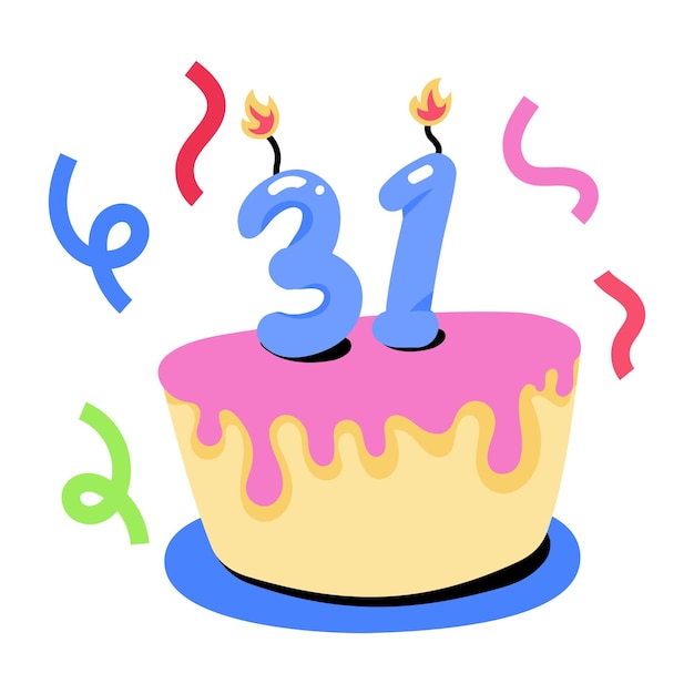 Vector check this flat sticker of birthday cake