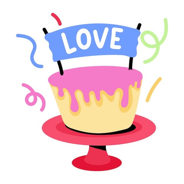 Vector check this flat sticker of birthday cake