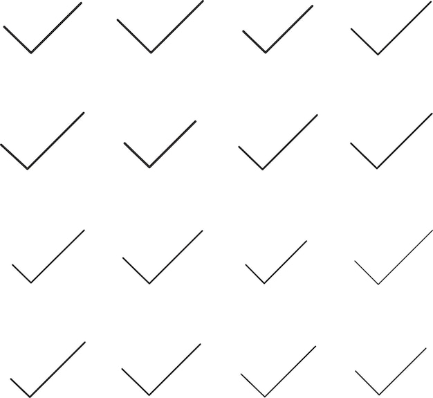 Check or tick icons Big set of black check or tick icons for design Check symbol isolated