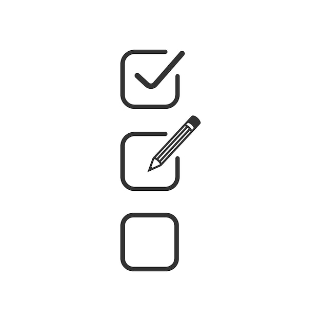 Vector checkbox icon mark with a pencil illustration symbol choice test vector