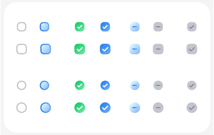 Vector 체크박스와 토글 버튼 설정 녹색 체크 레드 크로스 비활성 추가 삭제 완료 및 스위치 ui 요소