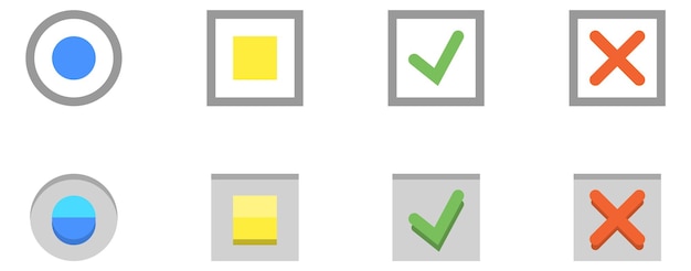 ベクトル チェックボックスとラジオ ボタン 色付きのユーザー インターフェイス要素
