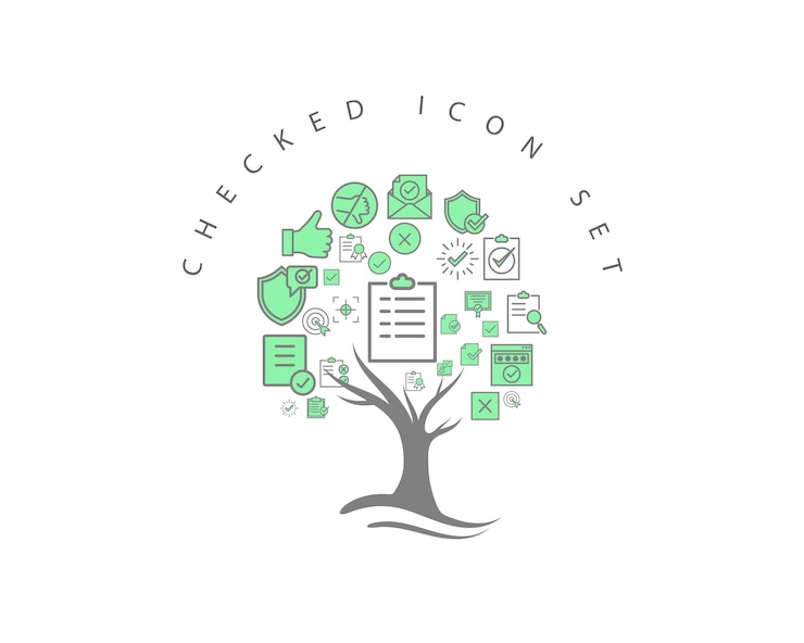 Vector checked icon set on white background premium vector