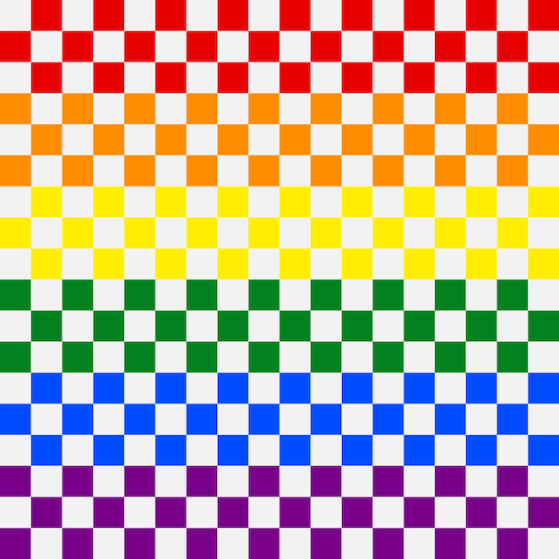 チェックボードの虹色の背景 チェックボードのシームレスなパターン 抽象的な幾何学的なLGBTの背景