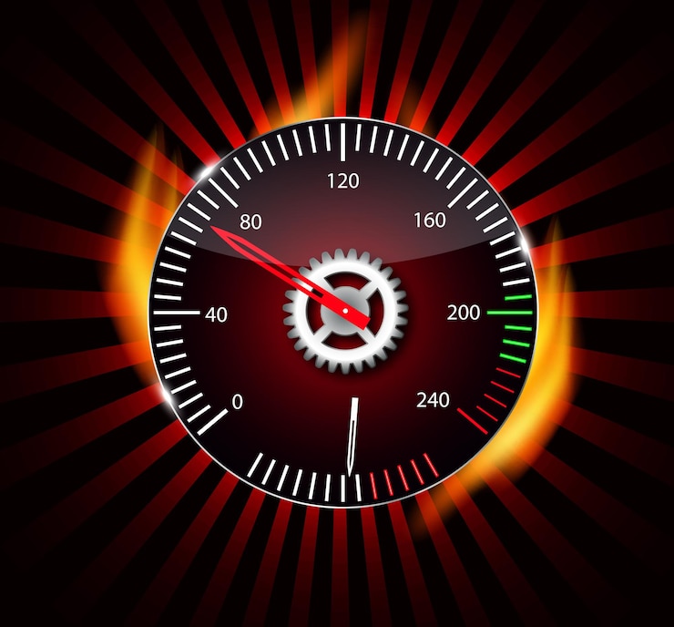 Vector checkered flag, speedometer. vector illustration.