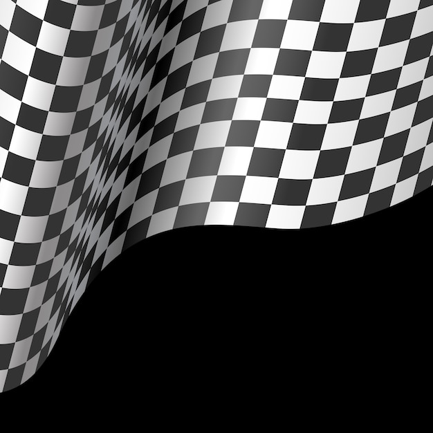 Vector checkered flag wave on black design