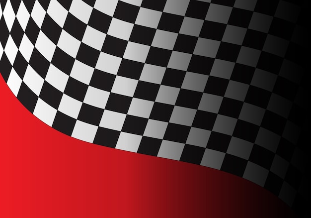 Checkered flag wave shadow on red sport race background