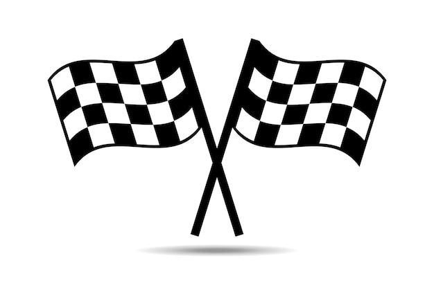 체크 무늬 깃발이 바람에 펄럭입니다. 체크 무늬 경주 깃발을 시작하고 끝내십시오.