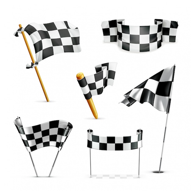 Vector checkered flags, set