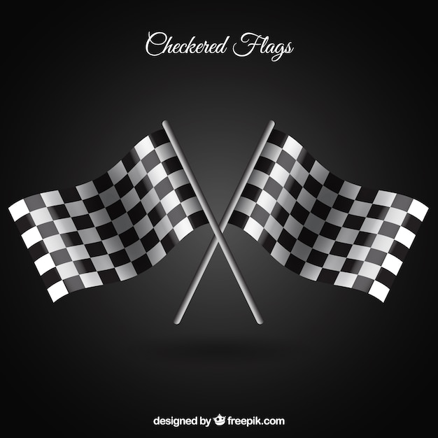 Vector checkered flags with realistic style