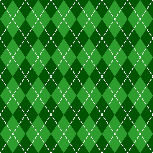 Checkered green background with diamonds vector seamless pattern