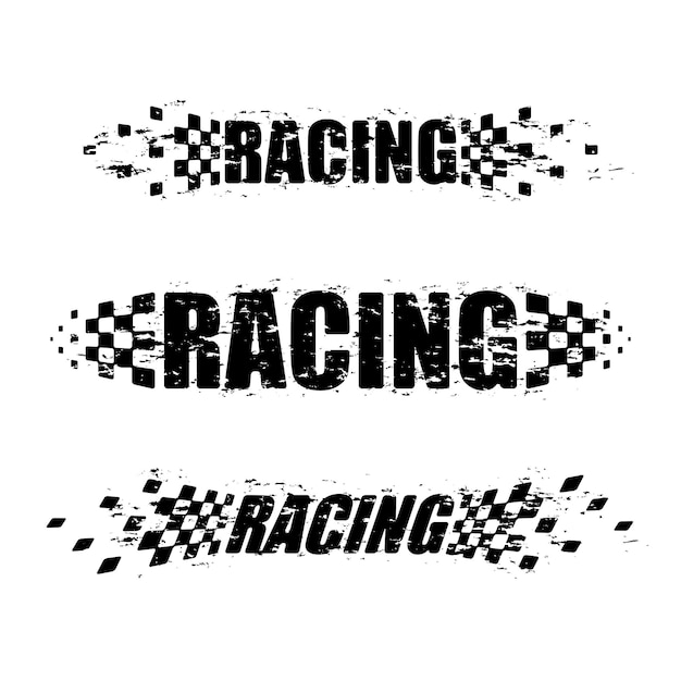 Vector checkered grunge racing flags set