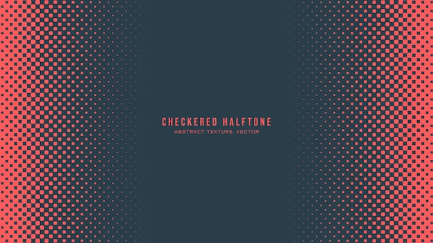 Vector checkered halftone pattern vector horizontal frame red blue abstract background chequered rounded square dots subtle texture pop art design border half tone contrast graphic minimalist art wallpaper