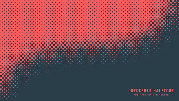 Checkered Halftone Pattern Vector Smooth Curved Border Red Blue Abstract Background Chequered Rounded Square Dots Texture Pop Art Design Half Tone Contrast Graphic Minimalist Art Wide Wallpaper