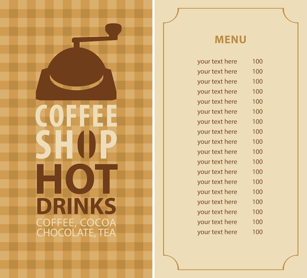 checkered menu for coffee shop