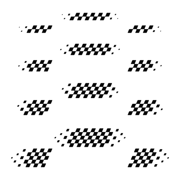 벡터 체커드 레이스 트랙 플래그 웨이브 세트