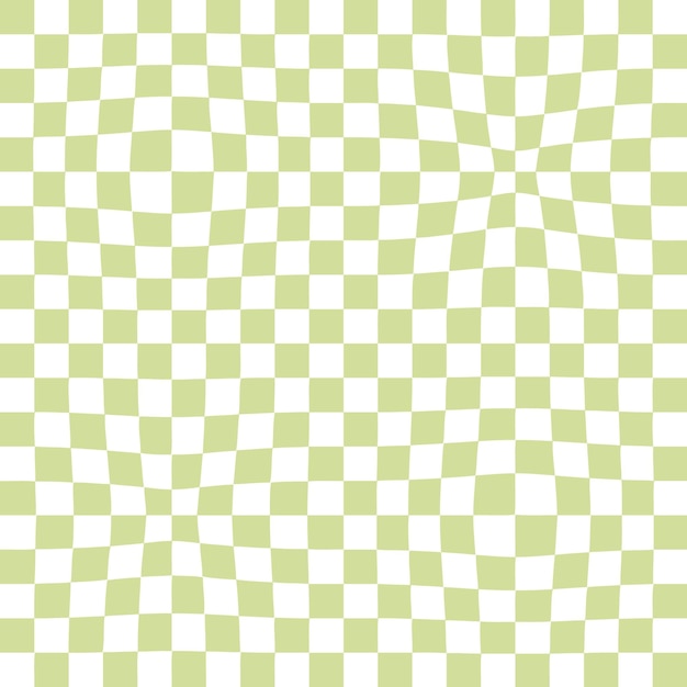 Checkered seamless background with distorted squares Trippy grid retro checkerboard pattern in 1970s style Chessboard vector illustration for decor and design