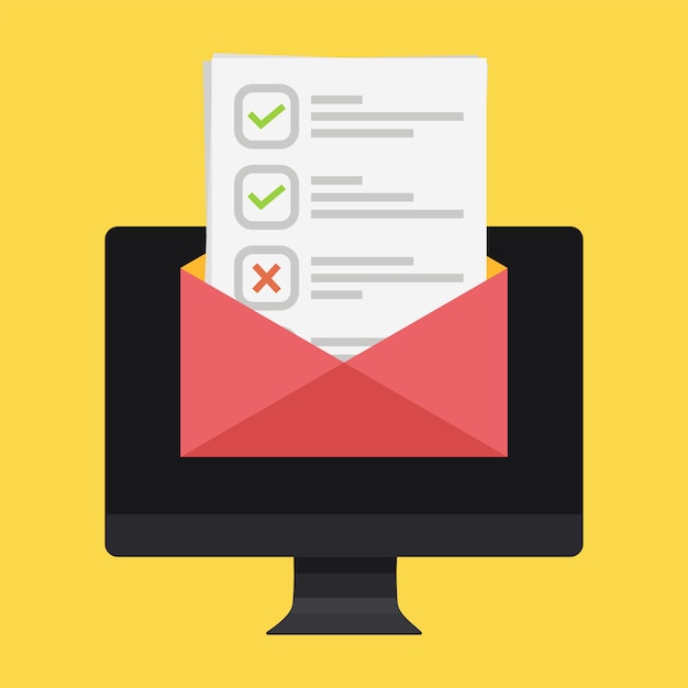 Checklist and checkmarks by email.