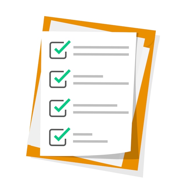 Checklist complete tasks todo list survey exam concepts. premium quality modern flat design.