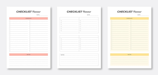 チェックリストプランナーテンプレートプランナーテンプレートのセット最新のプランナーテンプレートセット