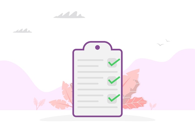 Vector checklist symbol in cartoon style document or checklist vector image in modern style