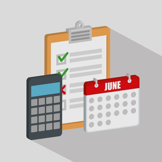 checklist with calendar and calculator 