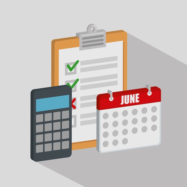 Checklist with calendar and calculator