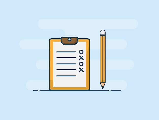 Checklist with pencil flat design