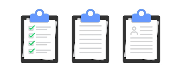 Vector checklist with task icon checklist symbol document test signs complete work on the board symbols cv icons business form flat color vector sign