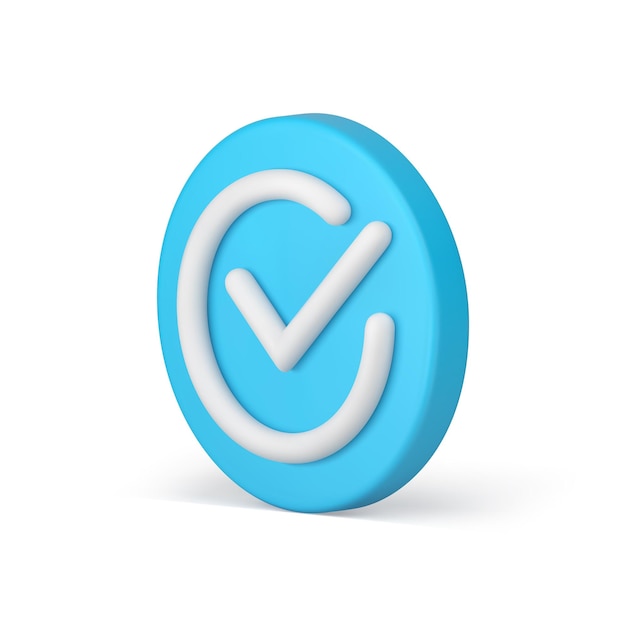 Vector checkmark blue circle button agreement acceptance checkbox 3d icon realistic vector illustration