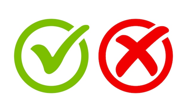 Checkmark and Cross Mark Approval and Rejection Symbols