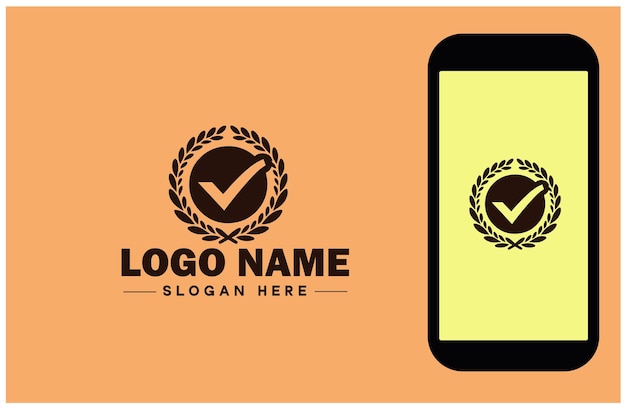 Checkmark logo icon vector art graphics for business brand app icon check mark right symbol tick ok correct logo template