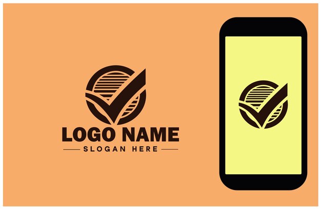 Икона логотипа векторная художественная графика для бизнеса бренд приложение икона отметка правого символа отметка ок правильный шаблон логотипа