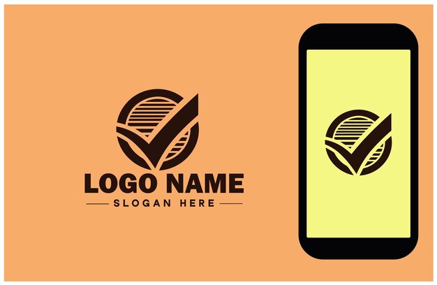 Checkmark logo icon vector art graphics for business brand app icon check mark right symbol tick ok correct logo template