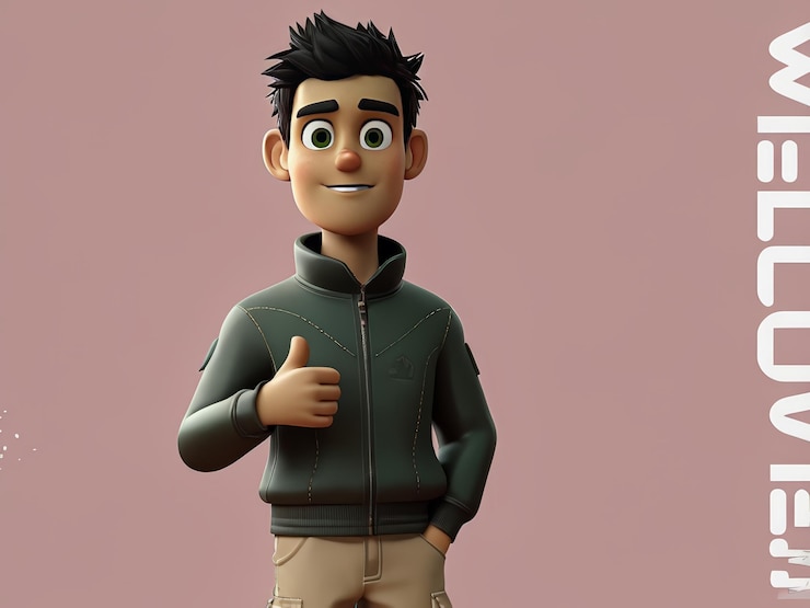 Vector 陽気な3dキャラクターがwelcomeで到着を祝います
