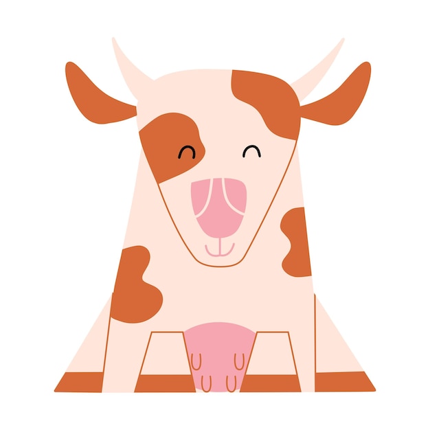 Cheerful baby cow in cartoon style Vector illustration