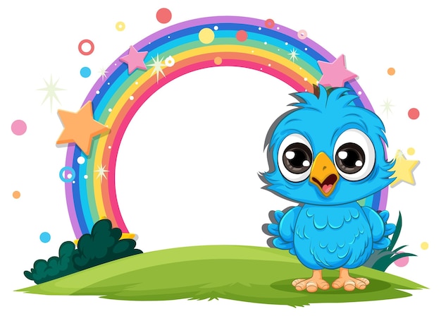 Cheerful Bird Under a Colorful Rainbow