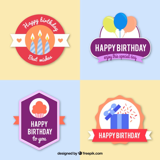 Cheerful birthday labels