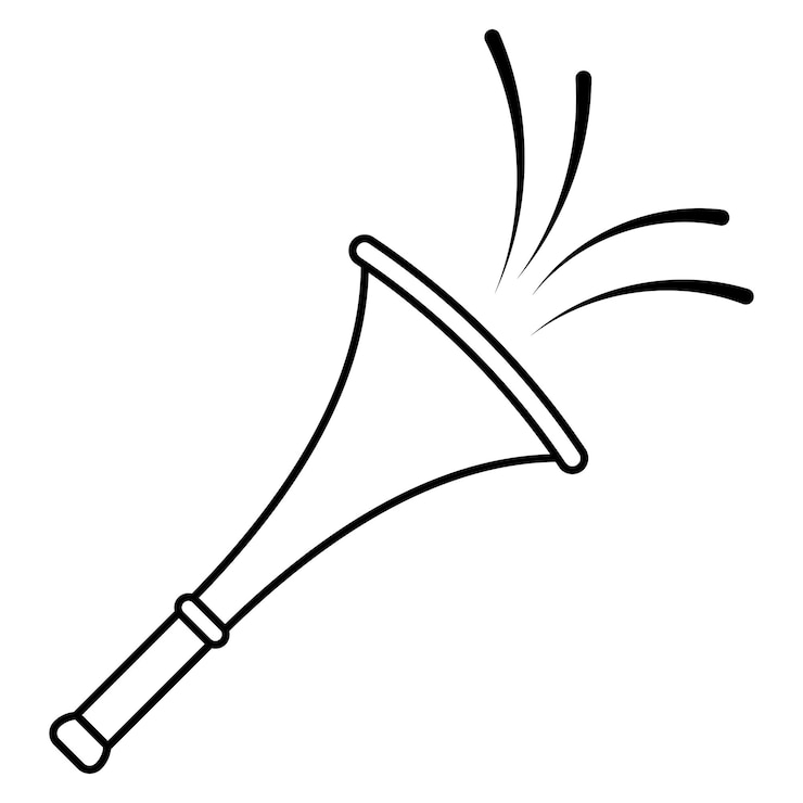 Vector vuvuzela outline 에서 즐거운 검은 트럼 소리 의 축제적 인 소리