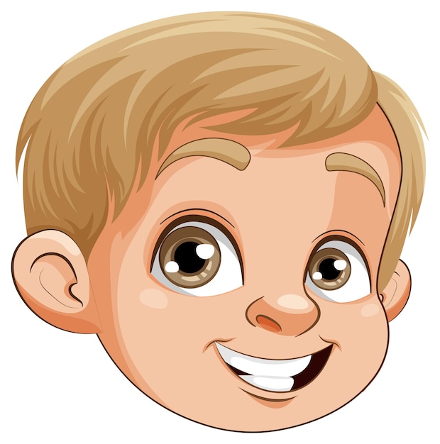 Cheerful Boy Head Vector