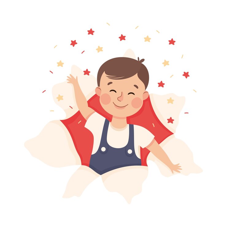 Vector cheerful boy looking through torn paper hole with confetti explosion vector illustration