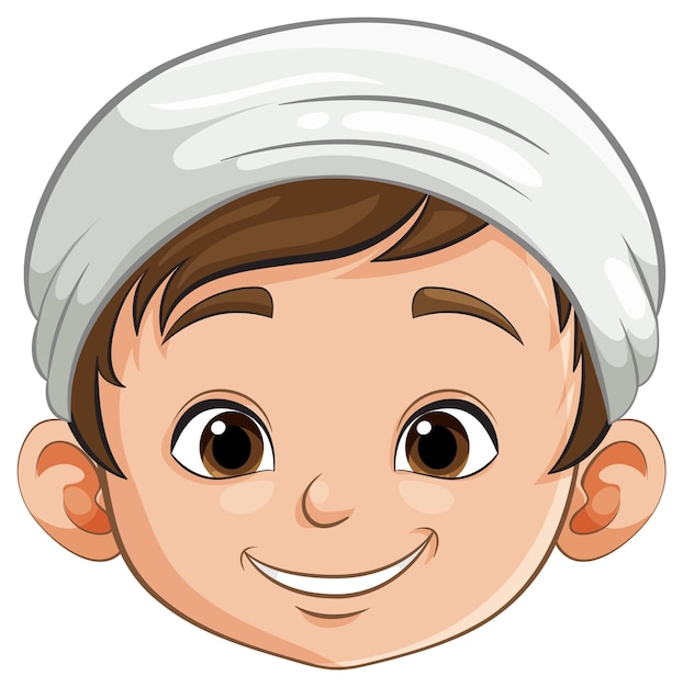 Cheerful Boy in White Hat Illustration