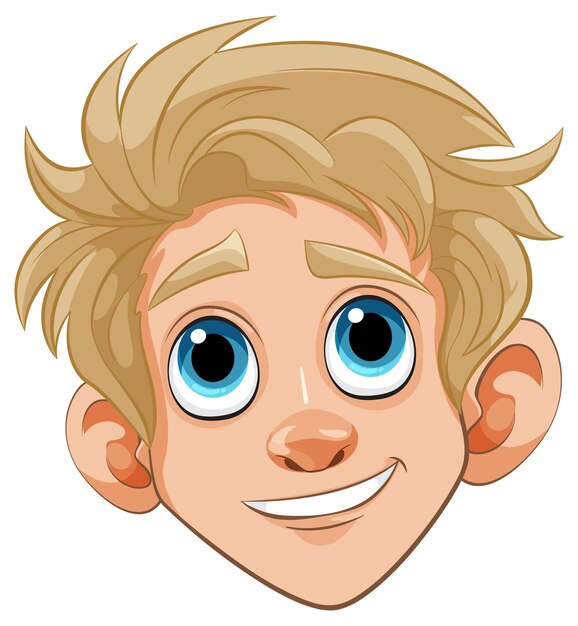 Vector cheerful boy with big blue eyes